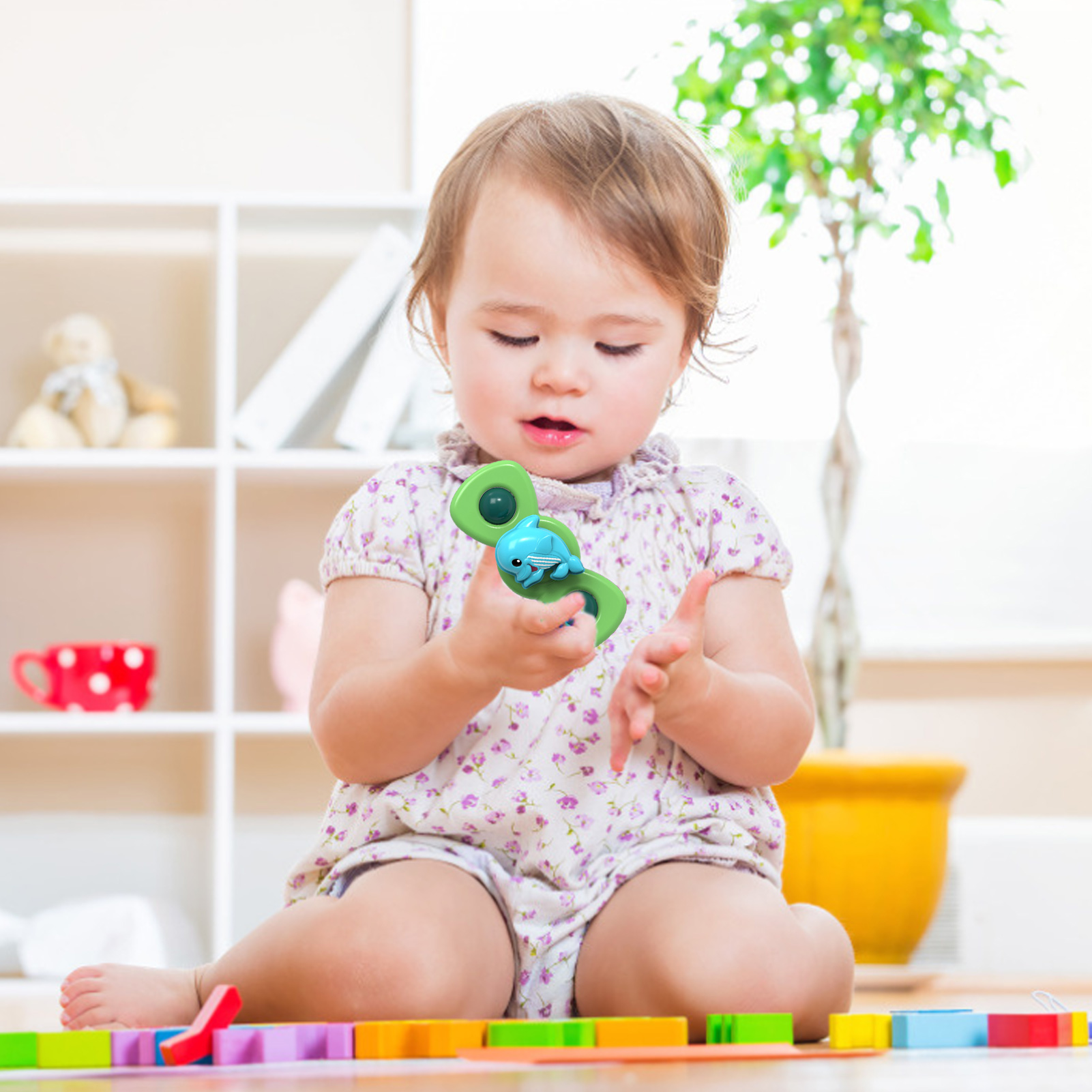 1PC Baby Bath Spinning Toy Animal Hand Spinner Toys With Suction Cups Windmill Spinner Baby Stress Decompresssion Toys