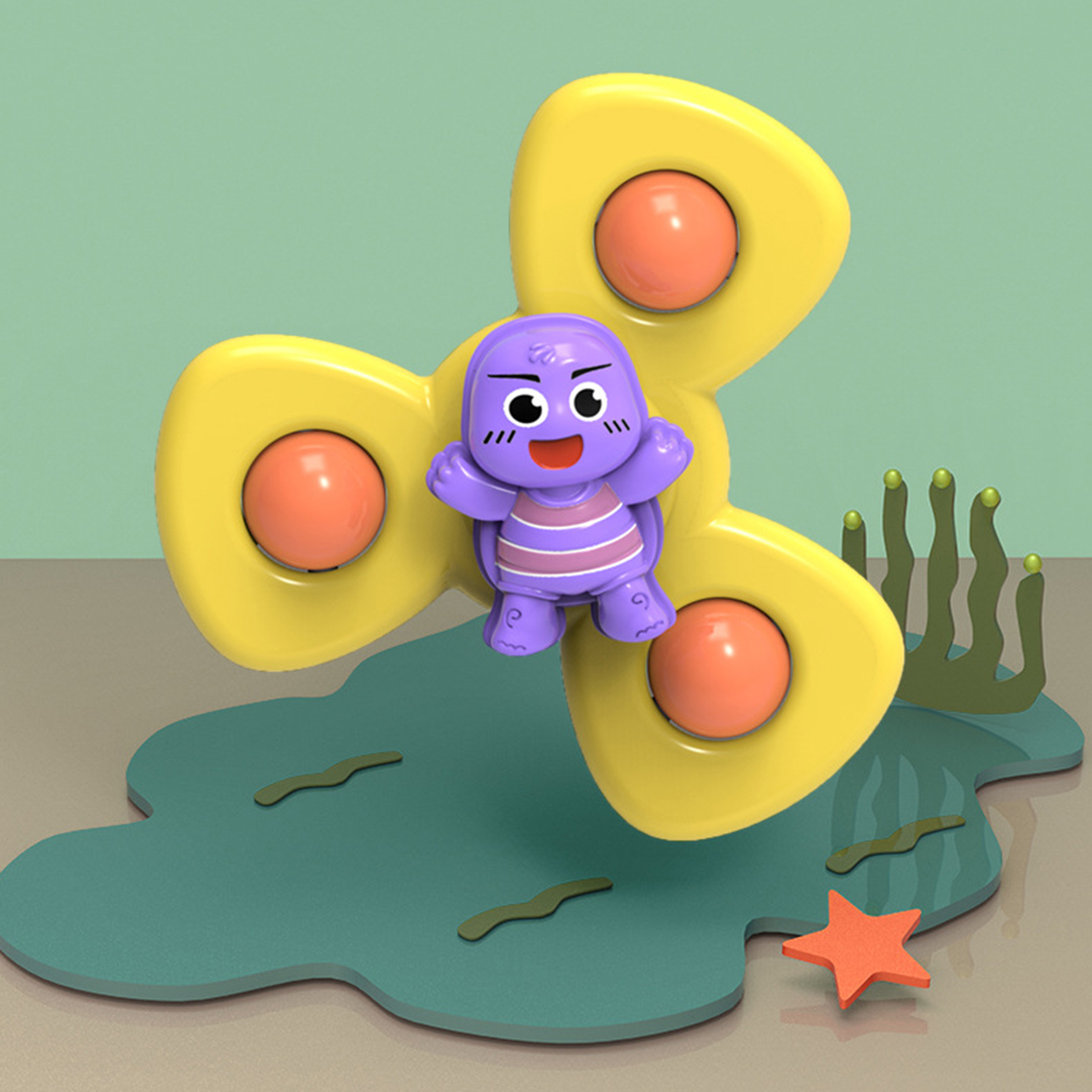 1PC Baby Bath Spinning Toy Animal Hand Spinner Toys With Suction Cups Windmill Spinner Baby Stress Decompresssion Toys