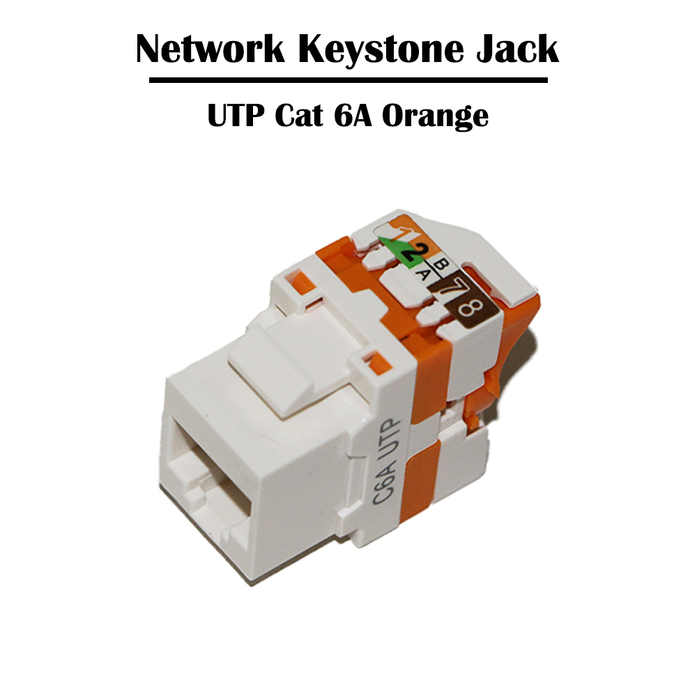 2 Pieces/5 Pieces UTP Cat 6A Orange Network Kesytone Jack RJ 45 Port Networking Fluke Test Passed