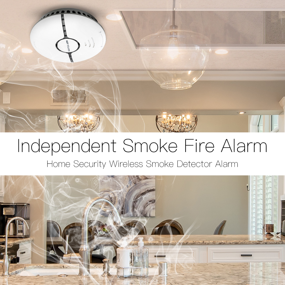 WiFi Smart Smoke Fire Alarm Sensor Detector Home Security System Battery-powered  Alarm Wireless Smart Life Tuya  App Control