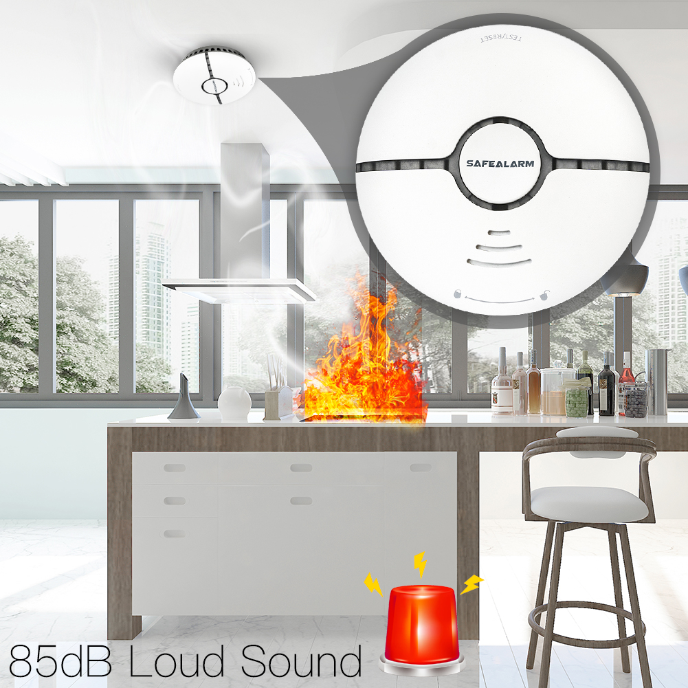 WiFi Smart Smoke Fire Alarm Sensor Detector Home Security System Battery-powered  Alarm Wireless Smart Life Tuya  App Control