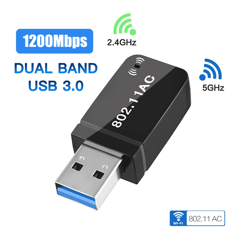 AC1200 USB3.0 Mini Wifi Receiver Adapter 1200Mbps Wireless Network Card  with RTL8812BU 2.4G/5.8G Dual Band  USB LAN Card