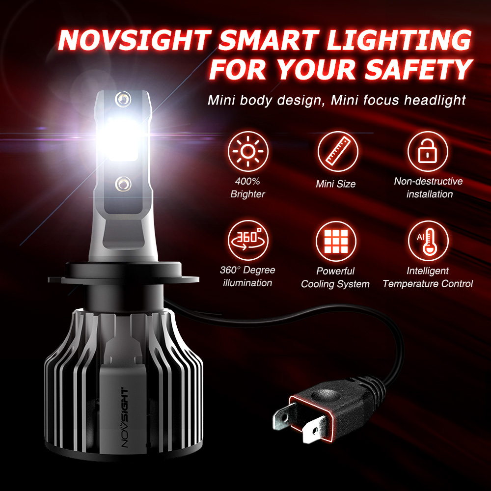 NOVSIGHT Led H7 H1 H3 H4 H11 H8 H9 9005 9006 9012 9004 9007 72W 10000LM 6000K Car Headlight Bulbs Auto Headlamp Car Accessories