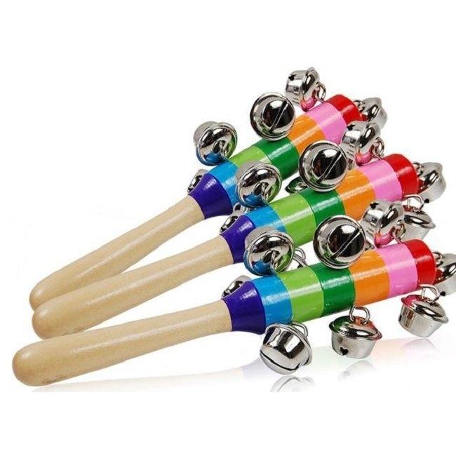 Wooden colorful rattles Rainbow cross rattles infants 0-1-3 years old early education musical instruments educational toys