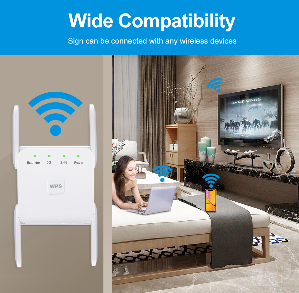 5G Wireless Wifi Amplifier Home Wi-fi Signal Booster 2.4G Router Wi Fi Long Range Extender Internet AmplifierWiFi Repeater Wirel