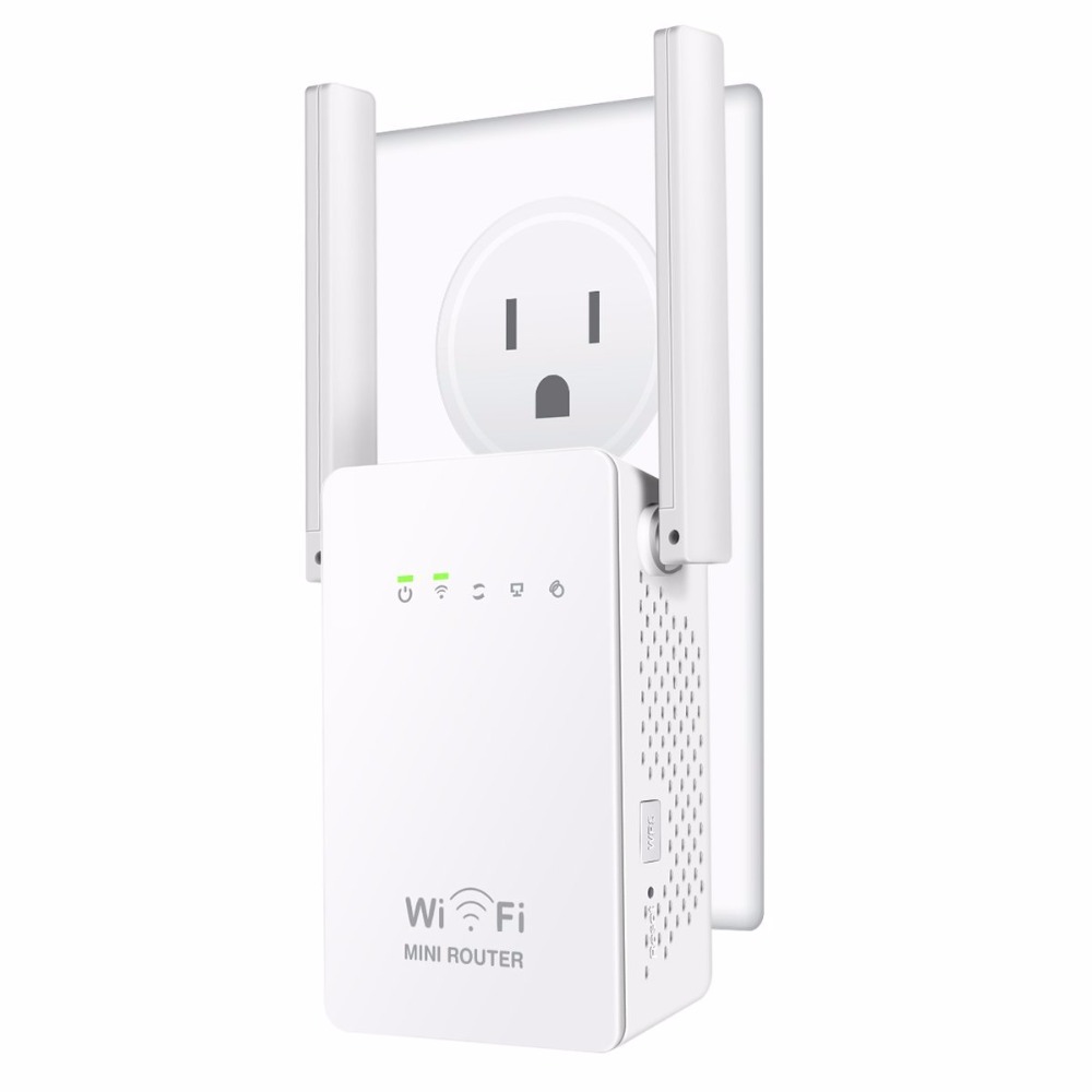 300Mbps Mini Router WiFi Repeater Network Range Extender Booster N300 Wi-Fi Single Increase 2 External Antennas EU/US/UK Plug
