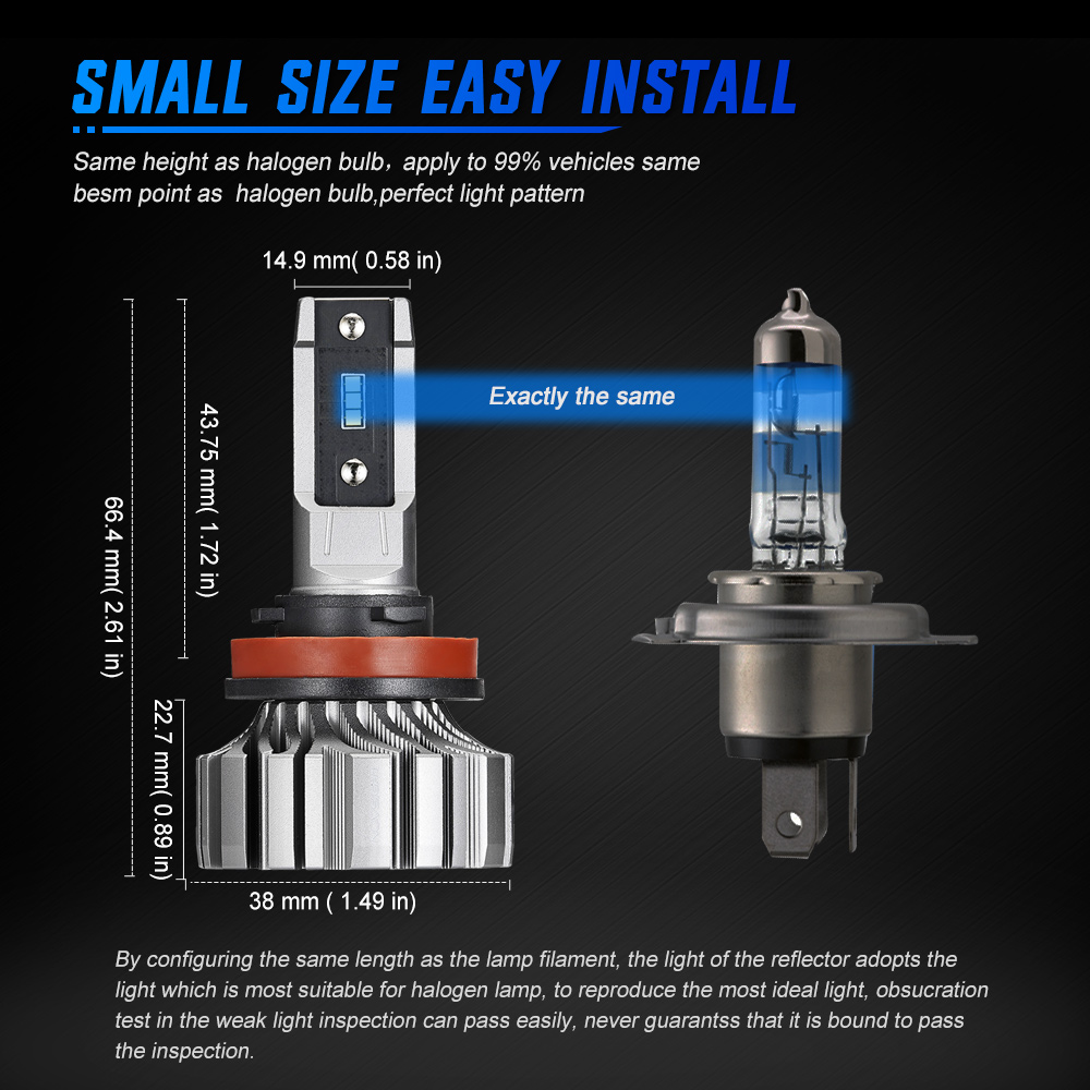 NOVSIGHT H11 LED H4 Bulbs H7 9005 HB3 9006 HB4 9012 H1 H3 H8 H9 Car Headlight Mini Design Auto Headlamps 50W 8000LM 6500K White