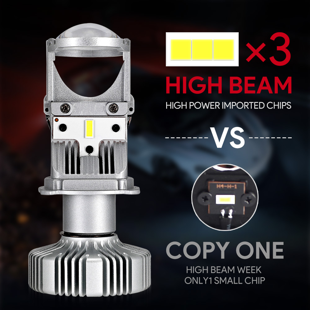 NOVSIGHT 80W/Pair Lamp H4 LED Mini Projector Lens Automobles LED Bulb Conversion Kit Hi/Lo Beam Headlight 12V/24V 6500K White