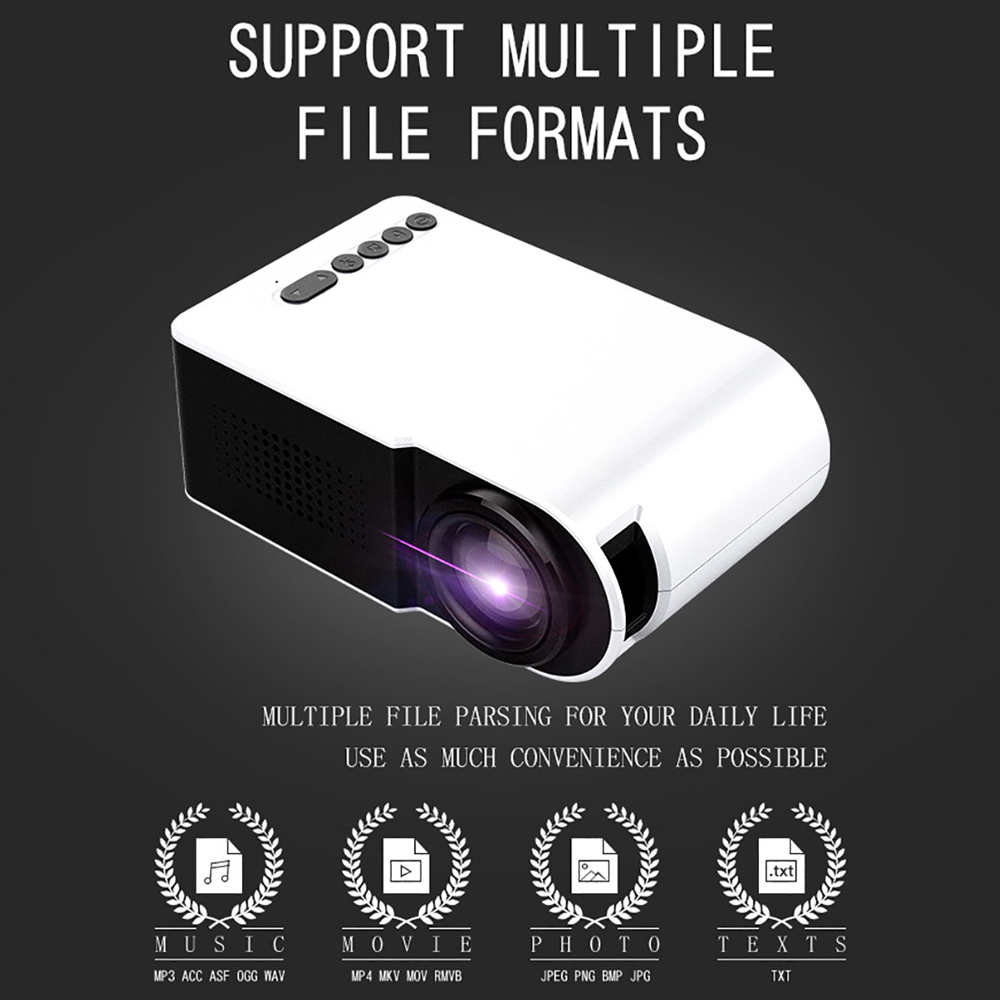 Mini LED Projector 320x240 Pixel HDMI USB Home Media Portable Player 600 Lumens 3.5mm Audio Support 1080P Playback
