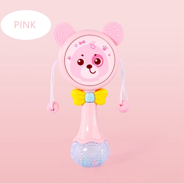 Baby 0-12 months toy rattle Chattering toys chew baby gum animal  Flashing lights musicchildren's sand hammer stick Bedbell toy