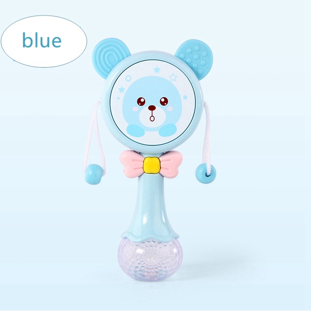 Baby 0-12 months toy rattle Chattering toys chew baby gum animal  Flashing lights musicchildren's sand hammer stick Bedbell toy