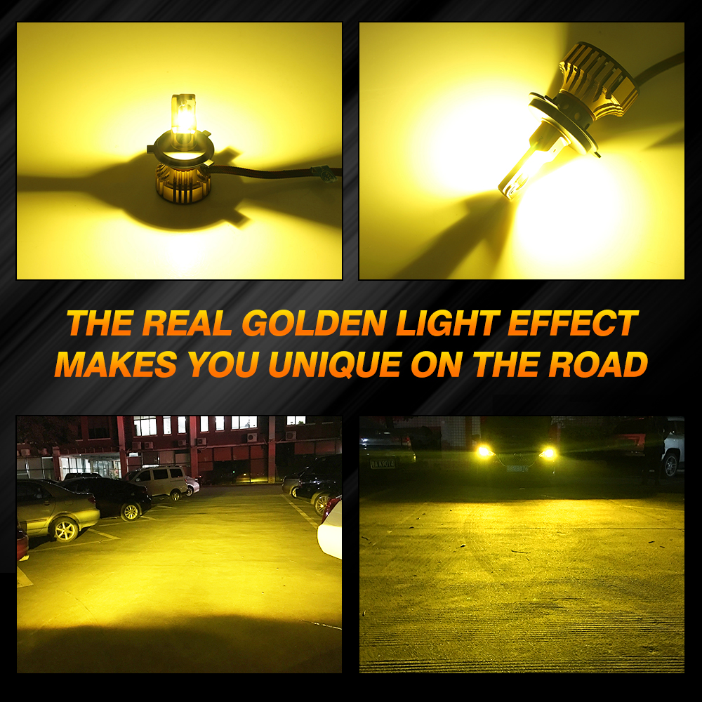 NOVSIGHT Car Headlight H4 LED H1 H3 H7 H11 H8 H9 H13 9005 9006 9007 Fog Light 3000K Yellow 10000LM 72W Auto Headlamp Bulbs