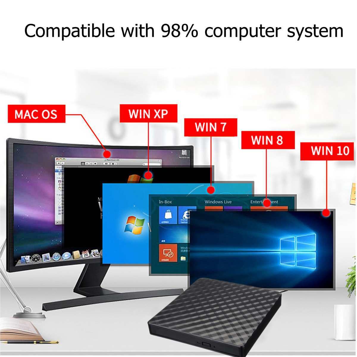 Newest USB 3.0 External DVD Burner Writer Recorder DVD RW Optical Drive CD/DVD ROM Player MACs OS Windows XP/7/8/10 ABS Plastic