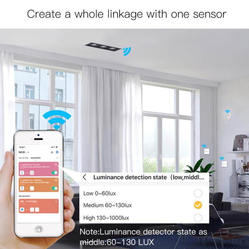 Tuya Smart Light Sensor WIFI Illuminance Sensor Brightness Detector WiFi Linkage Control Smart Life Powered By USB Light Sensor