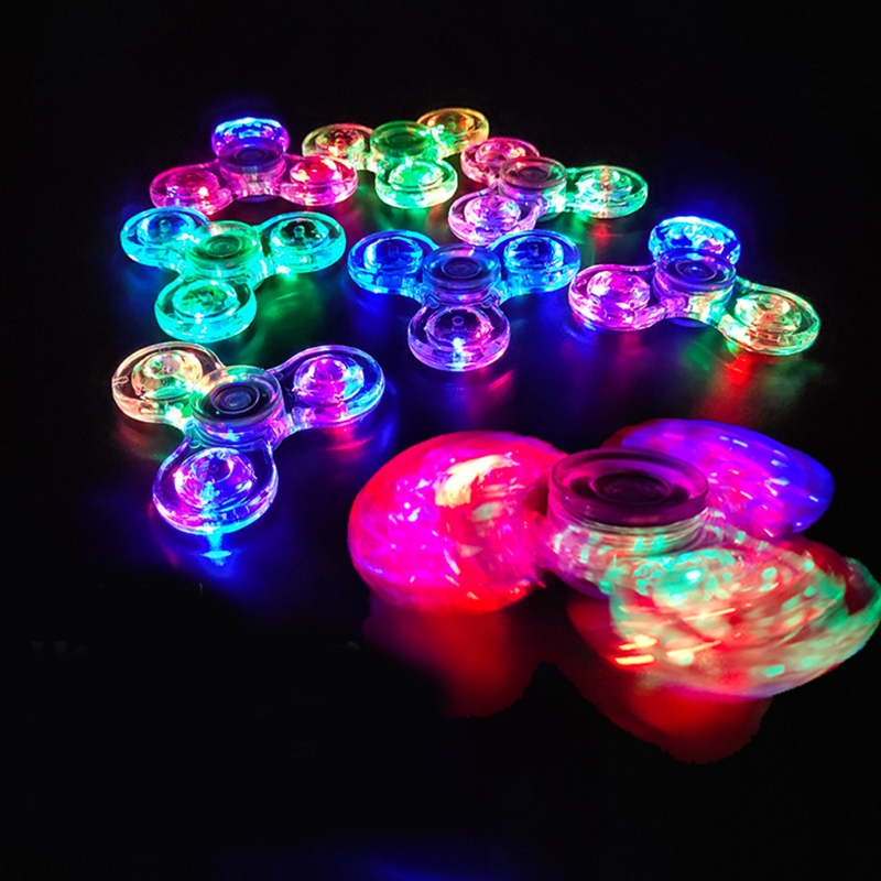 Transparent LED Light Fidget Spinner Hand Top Spinner EDC Spiner Finger Stress Relief Toys Kids Adult Toy (1PCS）