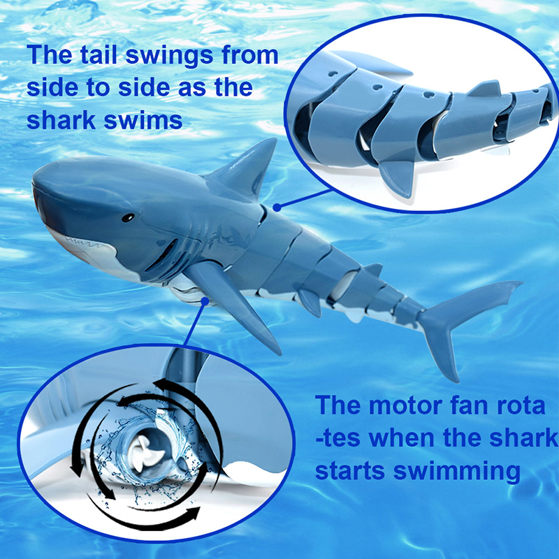 2.4G RC Shark Fish Boat Robot Radio Simulation Waterproof Model Electronic Remote Control Swimming Animal Toys For Children Gift