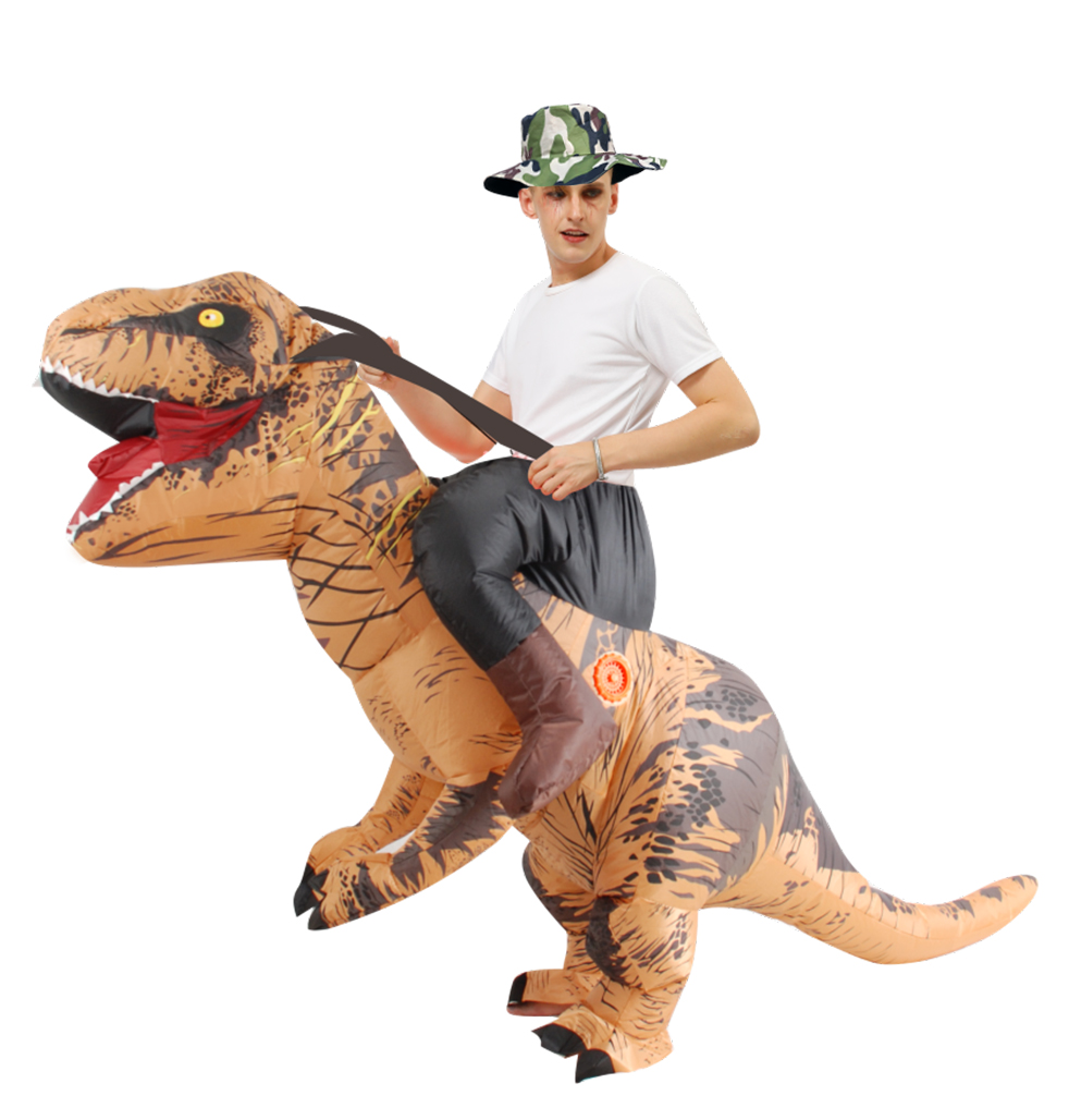 Fancy Mascot Dinosaur Inflatable Costume for Adult Man Woman Ride on Dino Costumes Halloween Cosplay Dress Christmas T-rex Suit