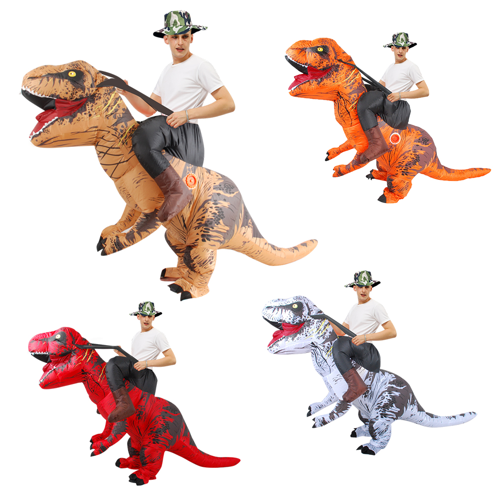 Fancy Mascot Dinosaur Inflatable Costume for Adult Man Woman Ride on Dino Costumes Halloween Cosplay Dress Christmas T-rex Suit