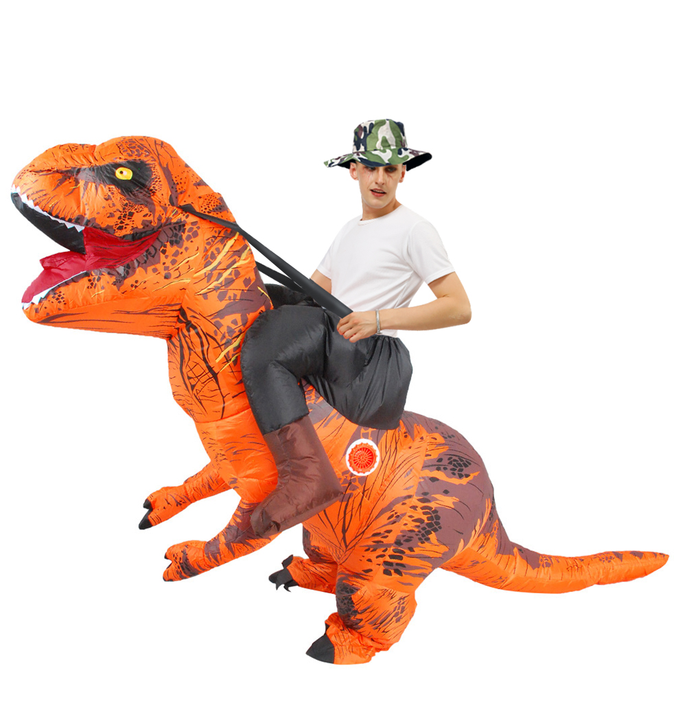 Fancy Mascot Dinosaur Inflatable Costume for Adult Man Woman Ride on Dino Costumes Halloween Cosplay Dress Christmas T-rex Suit