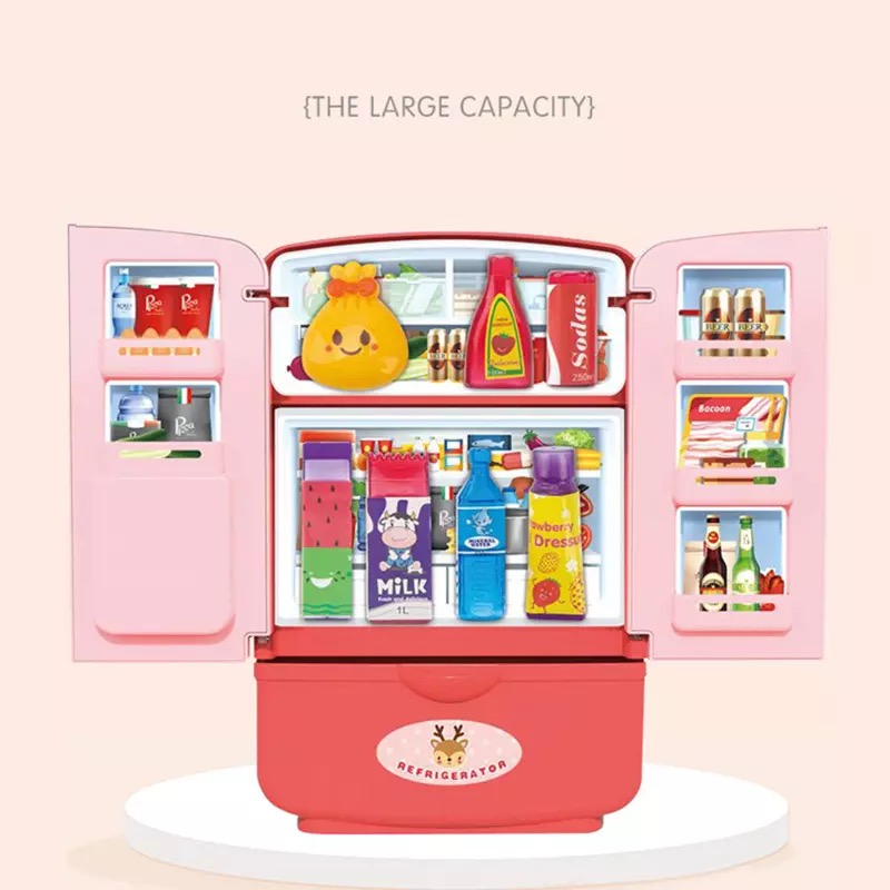 Children Play House Toys Simulation Fridge Toy Double Door Small Household Appliance Smart Refrigerator Educational Toy Kid Gift