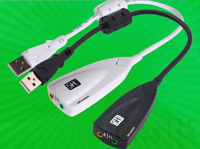 External USB Sound Card 7.1 Adapter 5HV2 USB to 3D CH Sound Antimagnetic Audio Headset Microphone 3.5mm Jack For Laptop PC