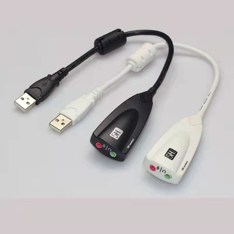 External USB Sound Card 7.1 Adapter 5HV2 USB to 3D CH Sound Antimagnetic Audio Headset Microphone 3.5mm Jack For Laptop PC