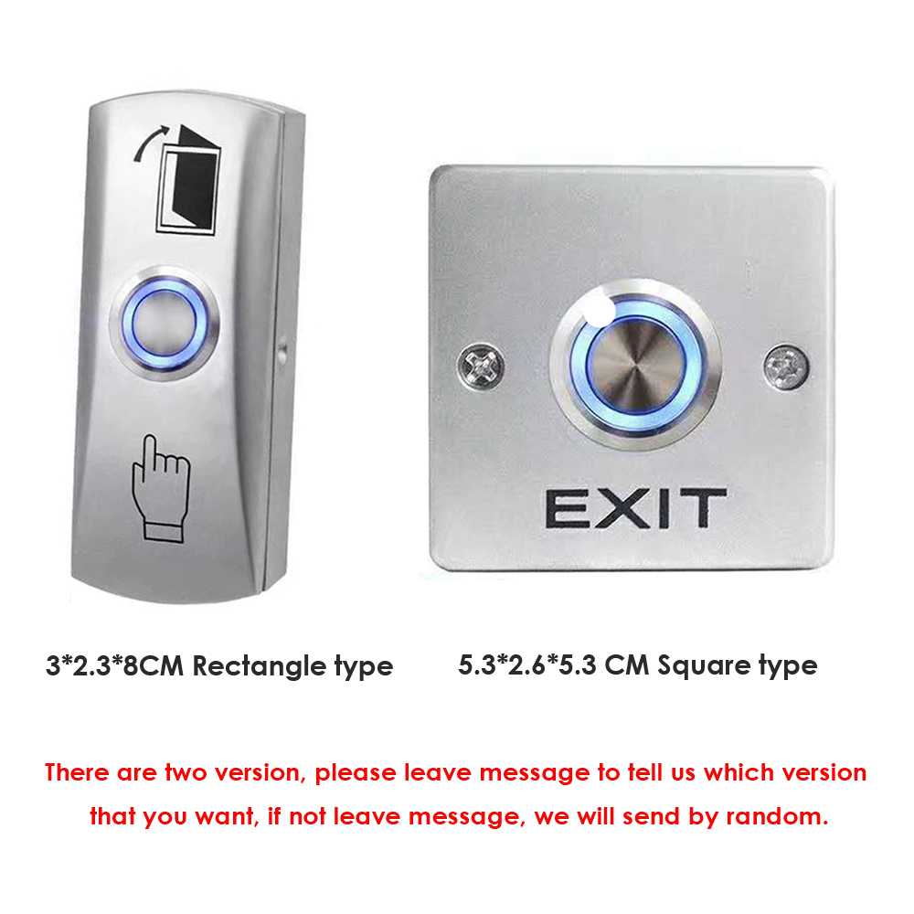 Zinc Alloy  Exit Button  Switch NO/NC/COM Door System Push Exit Release Button Switch For Access Control Backlight Button