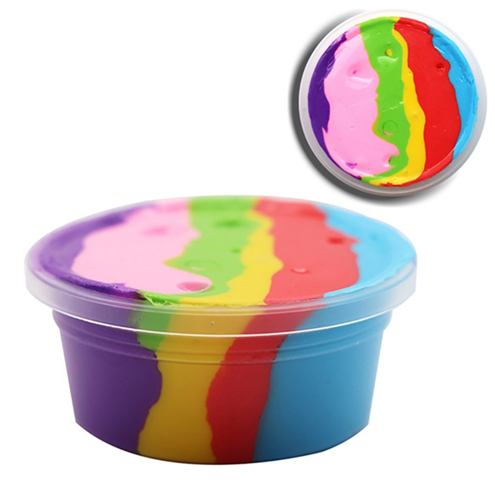 100ml Rainbow Slime Fluffy Floam Kids Modeling Clay Toys Polymer Educational Toys Safe Cotton Slime Anti Stress Plasticine Gifts