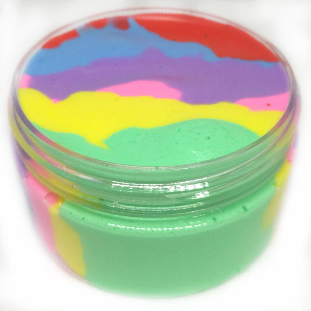 100ml Rainbow Slime Fluffy Floam Kids Modeling Clay Toys Polymer Educational Toys Safe Cotton Slime Anti Stress Plasticine Gifts