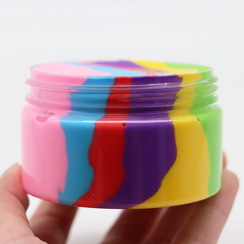 100ml Rainbow Slime Fluffy Floam Kids Modeling Clay Toys Polymer Educational Toys Safe Cotton Slime Anti Stress Plasticine Gifts