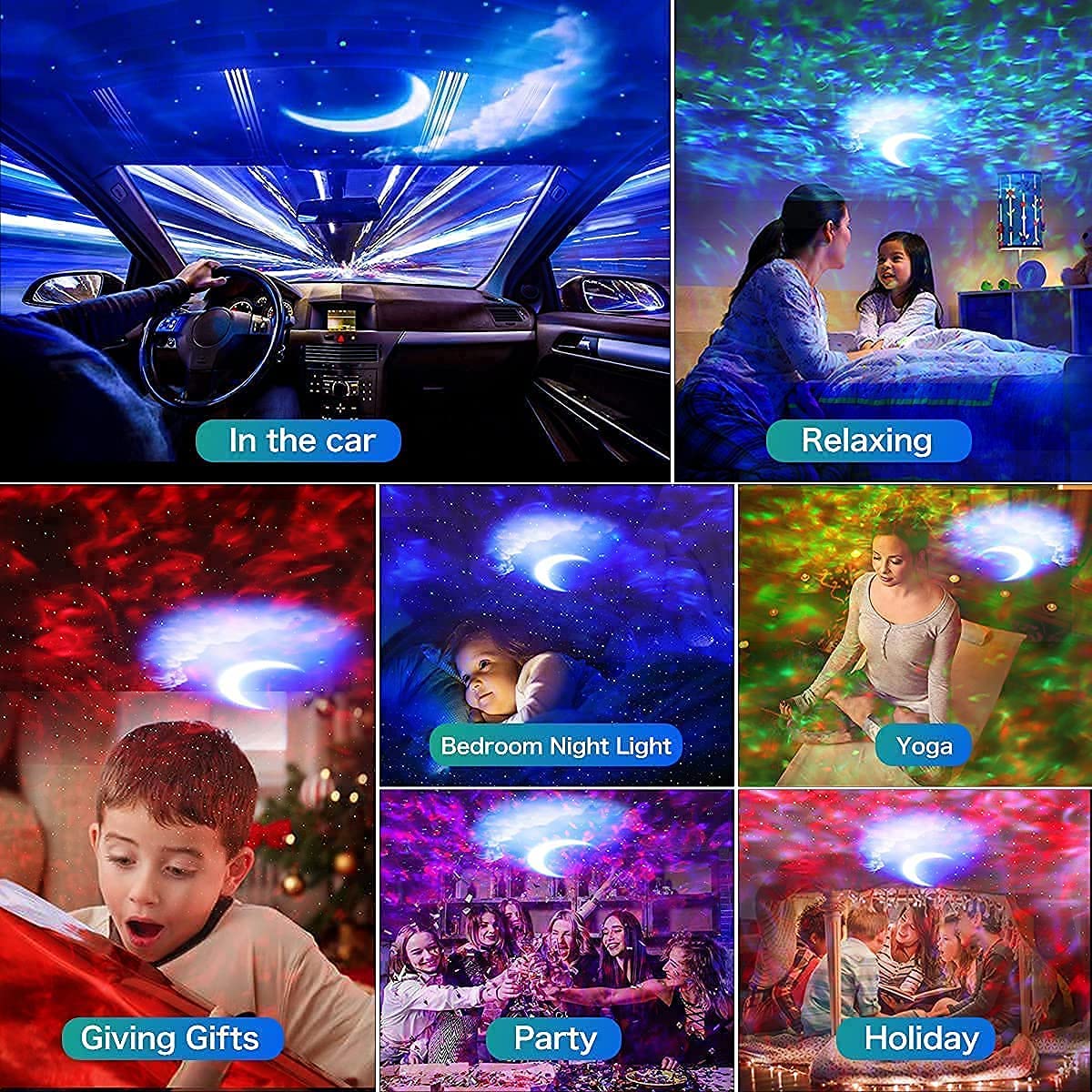 Moon Cloud Star Galaxy Projector Starry Sky LED Night Light Lamp Music Mood APP Remote Control