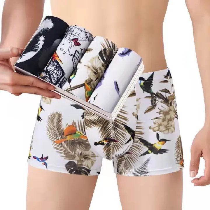 [4-Pack] Sexy Underwear Men Boxer Male Panties Cotton Soft Fashion Men Under Wear Lingerie Underpants 3D Pouch Shorts