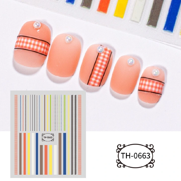 Plaid Nail Art Decoration Sticker Strip Nail Wrap Sticker DIY Nail Stickers