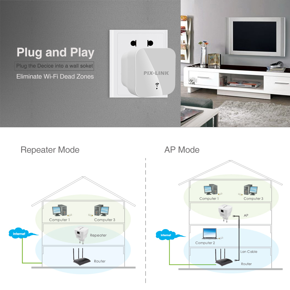 300Mbps Wireless Router WR12 Long Range Extender Booster Repiter Wi-fi Access Point Amplifier Simple Setup