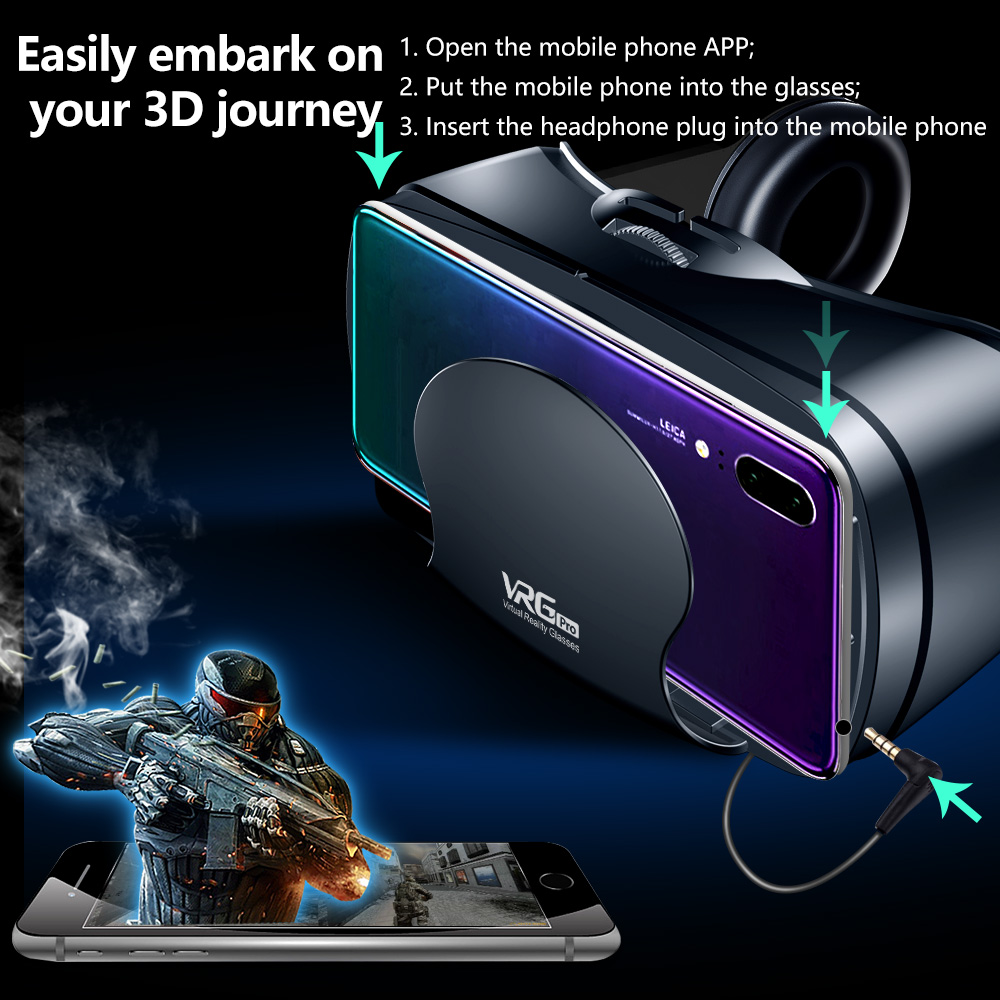 3D Virtual Reality VR Glasses For 5 To 7 Inch Smartphones 3D Glasses Support 0-800 Myopia VR Headset For Mobile Phone