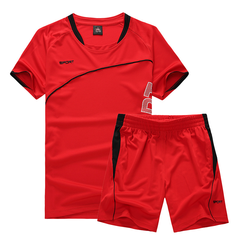 Two-piece Set T-shirts Men Summer Wear Sports Suit Running Basketball Fast Drying Clothes Breathable T-shirt Loose Children's Short Sleeve T-shirts