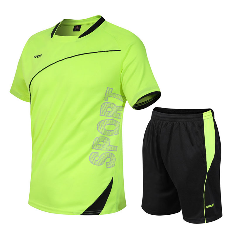 Two-piece Set T-shirts Men Summer Wear Sports Suit Running Basketball Fast Drying Clothes Breathable T-shirt Loose Children's Short Sleeve T-shirts