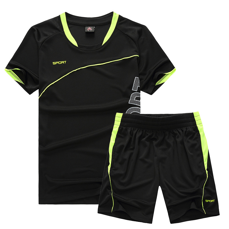 Two-piece Set T-shirts Men Summer Wear Sports Suit Running Basketball Fast Drying Clothes Breathable T-shirt Loose Children's Short Sleeve T-shirts