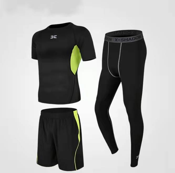 Quick Drying Sports Wear T-shirts Shorts Men's Gym Running Suit Fabric Jogging Trainning Clothes Summer Breathable Fitness Suit Men's Tights Suit