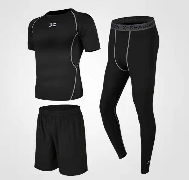 Quick Drying Sports Wear T-shirts Shorts Men's Gym Running Suit Fabric Jogging Trainning Clothes Summer Breathable Fitness Suit Men's Tights Suit