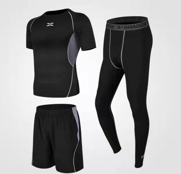 Quick Drying Sports Wear T-shirts Shorts Men's Gym Running Suit Fabric Jogging Trainning Clothes Summer Breathable Fitness Suit Men's Tights Suit