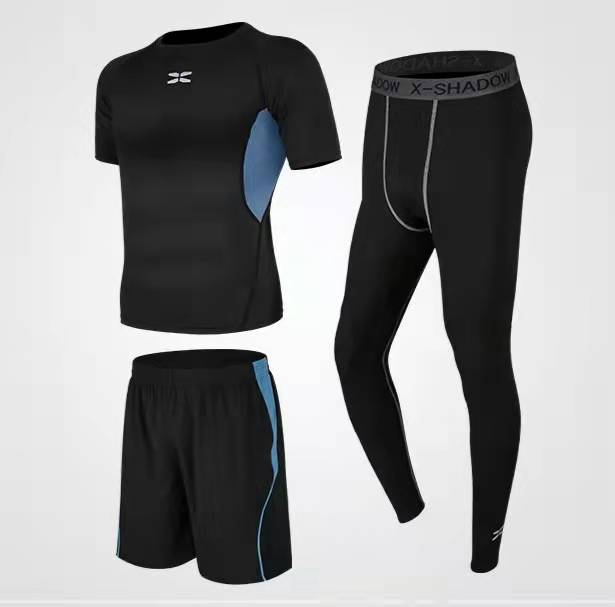 Quick Drying Sports Wear T-shirts Shorts Men's Gym Running Suit Fabric Jogging Trainning Clothes Summer Breathable Fitness Suit Men's Tights Suit