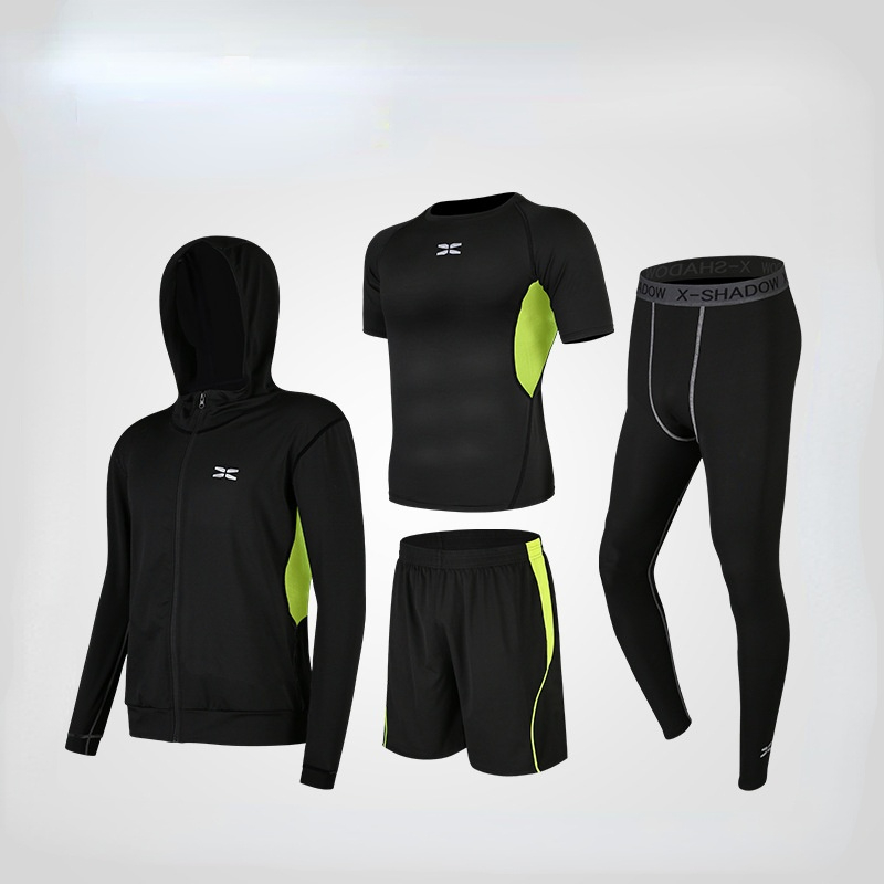 Quick Drying Sports Wear T-shirts Shorts Men's Gym Running Suit Fabric Jogging Trainning Clothes Summer Breathable Fitness Suit Men's Tights Suit