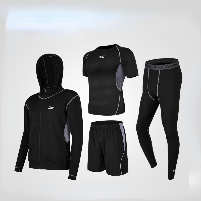 Quick Drying Sports Wear T-shirts Shorts Men's Gym Running Suit Fabric Jogging Trainning Clothes Summer Breathable Fitness Suit Men's Tights Suit