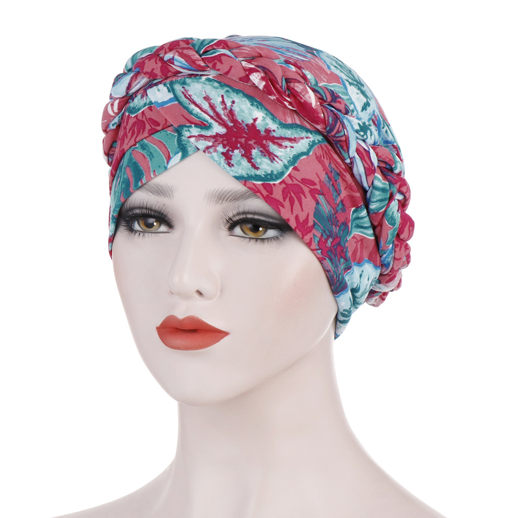 Flower Print Headscarf Hair Wrap Women Fashion Wear Mother Gift Cap Head Scarf African Film Drill Ear Cap Turban Arab Hat