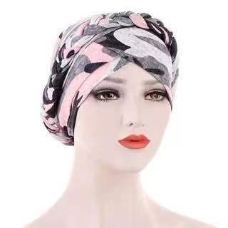 Flower Print Headscarf Hair Wrap Women Fashion Wear Mother Gift Cap Head Scarf African Film Drill Ear Cap Turban Arab Hat
