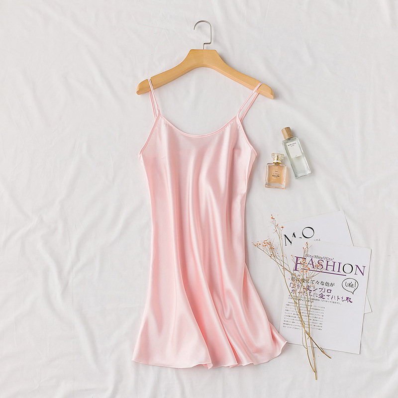 Sexy Pajamas Nightdress Women Silky Sleeping Wear - simulation silk suspender spring, summer and autumn ice silk thin backless home clothes can be worn outside