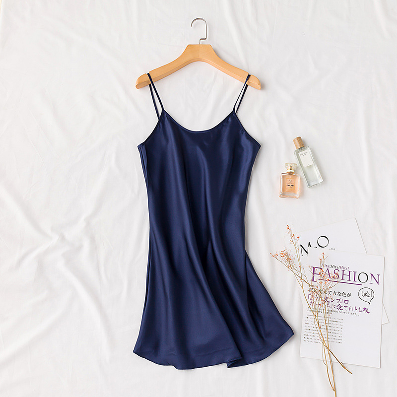 Sexy Pajamas Nightdress Women Silky Sleeping Wear - simulation silk suspender spring, summer and autumn ice silk thin backless home clothes can be worn outside