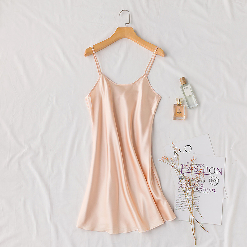 Sexy Pajamas Nightdress Women Silky Sleeping Wear - simulation silk suspender spring, summer and autumn ice silk thin backless home clothes can be worn outside