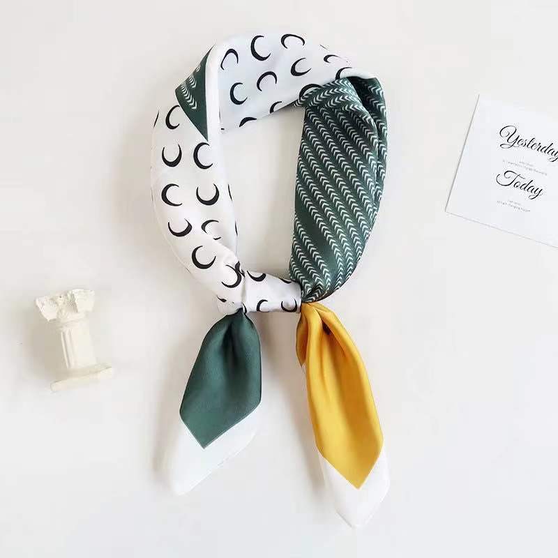 Silky Satin Scarf Women's New 70cm Printed Small Square Scarf Versatile Kerchief Fashion Ribbon Coverchief Professional Decoration Headcloth